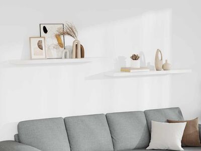 vidaXL seinariiulid, 2 tk, valge, 120x23,5x3,8 cm MDF