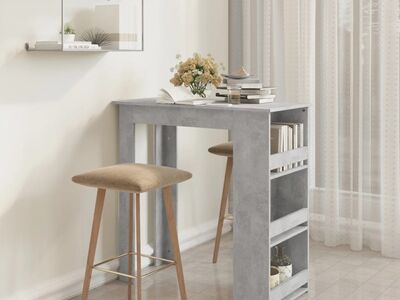 vidaXL baarilaud riiuliga, betoonhall, 102x50x103.5 cm