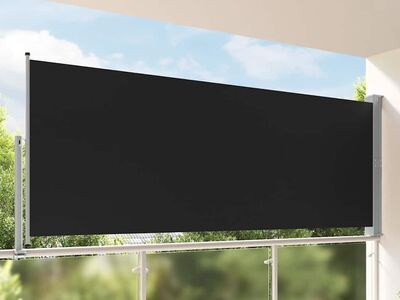 vidaXL lahtitõmmatav terrassi külgsein, 140 x 300 cm, must
