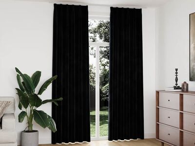 vidaXL pimendavad kardinad 2 tk konksudega, samet, must, 140 x 245 cm