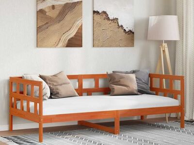 vidaXL päevavoodi ilma madratsita, vahapruun, 90 x 200 cm, männipuit