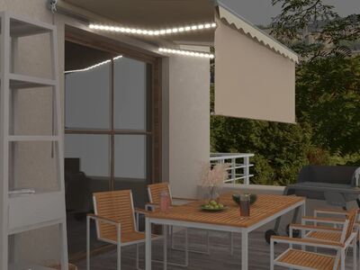 vidaXL käsitsi ülestõstetav varikatus rulooga&LED, 3,5x2,5m, kreemjas