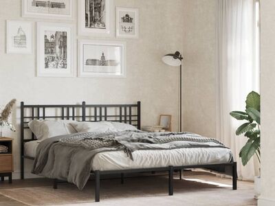 vidaXL metallist voodiraam peatsiga, must, 150x200 cm
