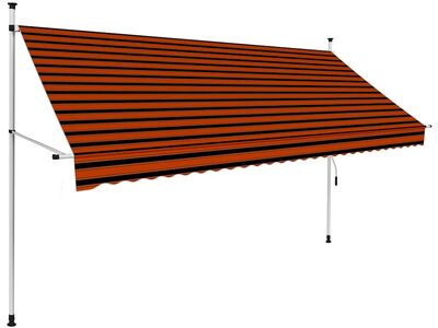 vidaXL käsitsi sissetõmmatav varikatus, 300 cm, oranž ja pruun