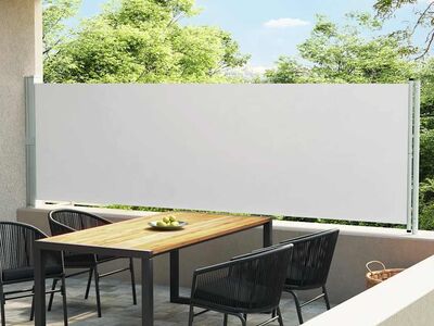 vidaXL lahtitõmmatav terrassi külgsein, 140 x 600 cm, kreemjas