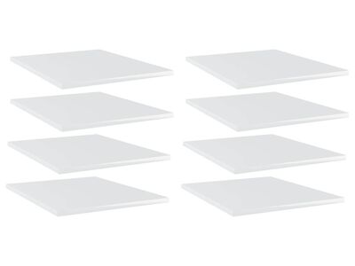 vidaXL riiuliplaadid 8 tk, kõrgläikega valge, 40x50x1,5 cm, tehispuit