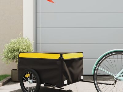 vidaXL jalgratta järelkäru, must ja kollane, 45 kg, raud