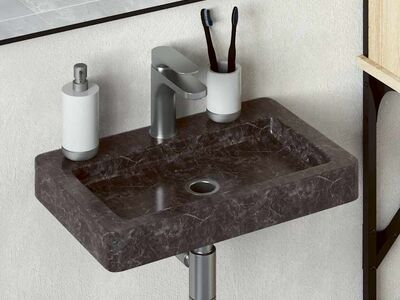 vidaXL seinale kinnitatav valamu, must, 38x24x6,5 cm, marmor