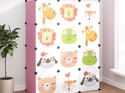 vidaXL hoiukuubikute kapp lastele, 12 kuubikut, roosa PP