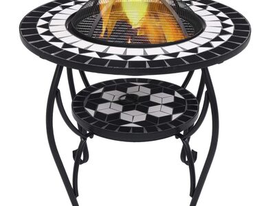 vidaXL tuleasemega laud, must ja valge, 68 cm, keraamiline