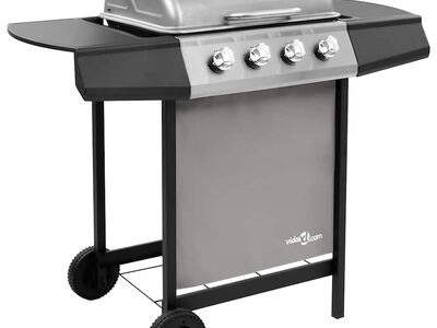 vidaXL gaasigrill 4 põletiga, must ja hõbedane