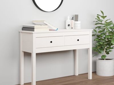 vidaXL konsoollaud, Valge, 100 x 35 x 75 cm, männipuit