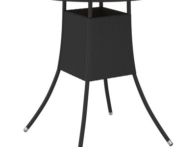 vidaXL aia söögilaud, must, Ø 70 cm, polürotang ja akaatsiapuit