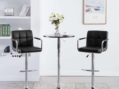 vidaXL baaripukid 2 tk, must, kunstnahk