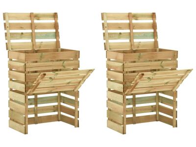 vidaXL liistudega kompostikast, 2 tk, 80x50x100 cm immutatud männipuit