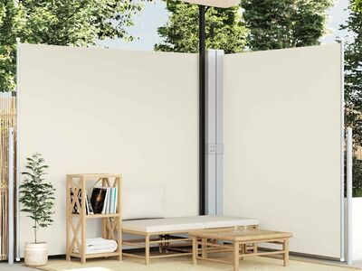 vidaXL lahtitõmmatav topelt terrassi külgsein, 170 x 600 cm, kreemjas
