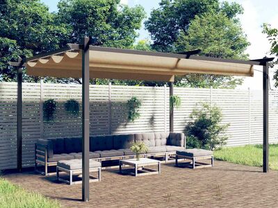 vidaXL varjualune eemaldatava katusega, 4 x 3 m, pruunikashall