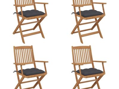 vidaXL kokkupandavad aiatoolid 4 tk patjadega akaatsiapuit