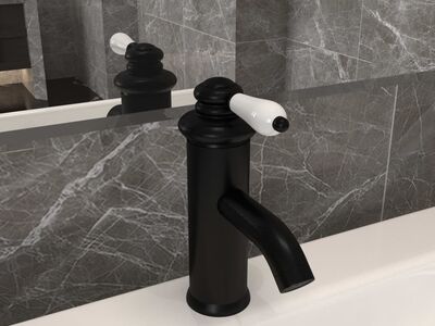 vidaXL vannitoa valamusegisti, must, 130 x 180 mm
