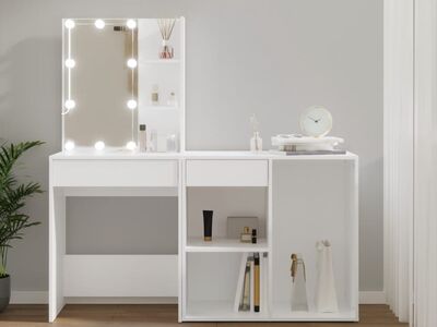 vidaXL LED tualettlaud kapiga, valge, tehispuit