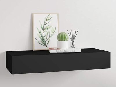 vidaXL sahtliga seinariiul, must 60x23,5x10 cm MDF