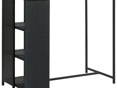 vidaXL baarilaud hoiuriiuliga, must, 120x60x110 cm, polürotang