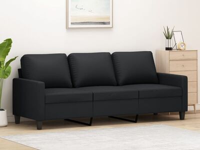vidaXL kolmekohaline diivan, must, 180 cm, kunstnahk