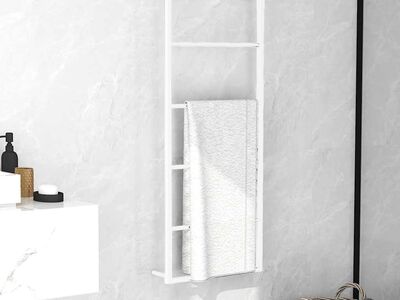 vidaXL käterätikuivati, valge, 45 x 10 x 115 cm, teras