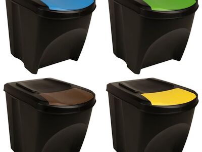vidaXL virnastatavad prügikastid, 4 tk, antratsiithall, 100 l