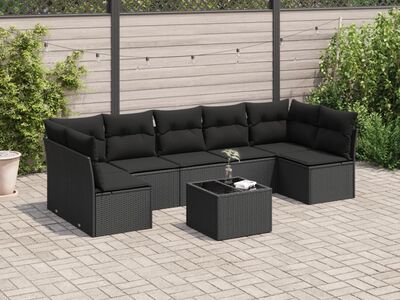 vidaXL 8-osaline aiadiivani komplekt patjadega, must, polürotang
