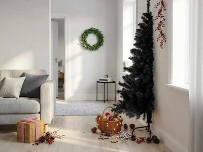 vidaXL poolik kunstkuusk alusega, must, 180 cm, PVC