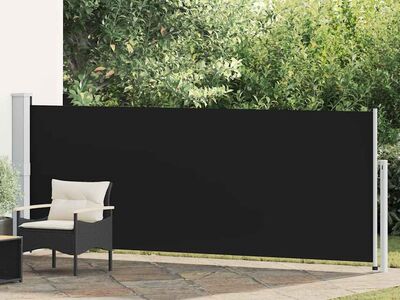 vidaXL lahtitõmmatav terrassi külgsein, 140 x 514 cm, must