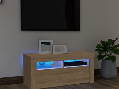 vidaXL telerialus LED-tuledega, Sonoma tamm, 90 x 35 x 40 cm
