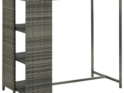 vidaXL baarilaud hoiuriiuliga, hall, 120 x 60 x 110 cm, polürotang