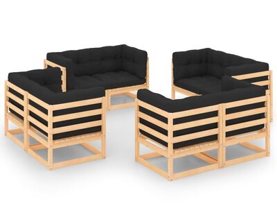 vidaXL 8-osaline aiamööbli komplekt patjadega, männipuit