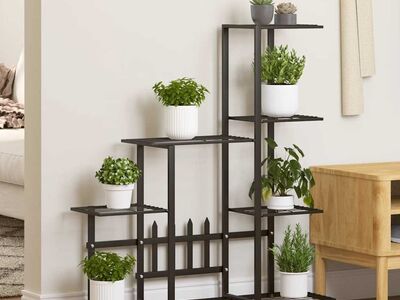 vidaXL lillealus ratastel, 94.5x25x92.5 cm, must, metall