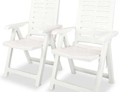 vidaXL allalastava seljatoega aiatoolid, 2 tk, plast, valge