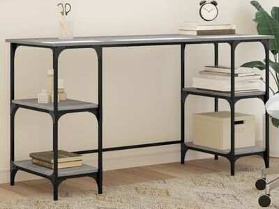 vidaXL kirjutuslaud, hall Sonoma, 140x50x75 cm, metall ja tehispuit
