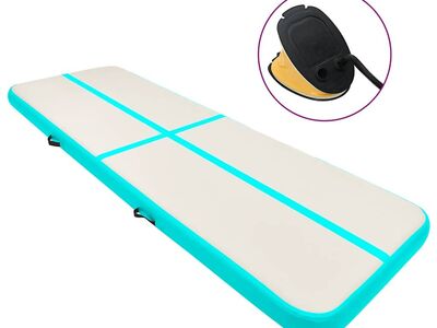 vidaXL täispumbatav võimlemismatt pumbaga 300x100x20 cm PVC roheline