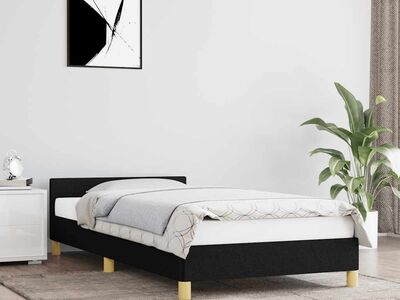 vidaXL voodiraam peatsiga ilma madratsita Must 90x200 cm kangas