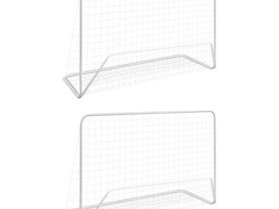 vidaXL jalgpalliväravad, 2 tk, 182 x 61 x 122 cm, teras, valge