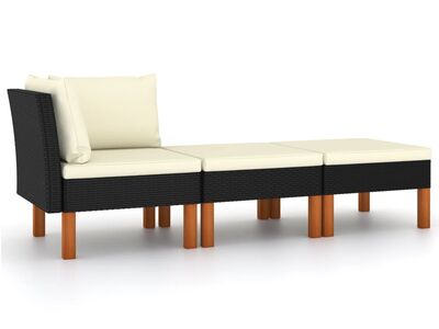 vidaXL 3-osaline aiadiivani komplekt, polürotang ja eukalüptipuit