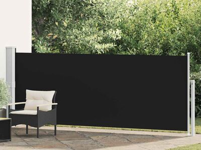 vidaXL lahtitõmmatav terrassi külgsein, 140 x 500 cm, must