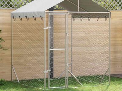 vidaXL katusega koeraaedik, hõbedane, 2x2x2,5 m, tsingitud teras