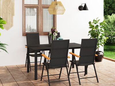 vidaXL 5-osaline aiamööblikomplekt, must ja pruun