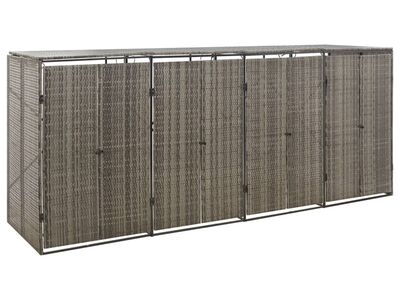 vidaXL nelja prügikasti kuur, hall, 274 x 80 x 117 cm, polürotang