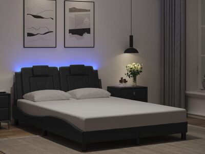vidaXL voodiraam Viana LEDiga ilma madratsita must 120 x 200 cm