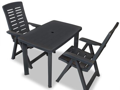 vidaXL 3-osaline bistroomööbel, plast, antratsiit