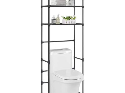 vidaXL 3-astmeline hoiuriiul WC-poti kohale, must, 53 x 28 x 169 cm