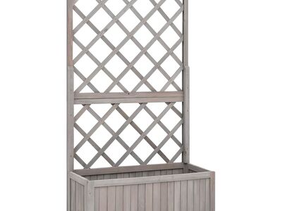 vidaXL võrega taimekast, hall, 70 x 30 x 135 cm, nulupuit